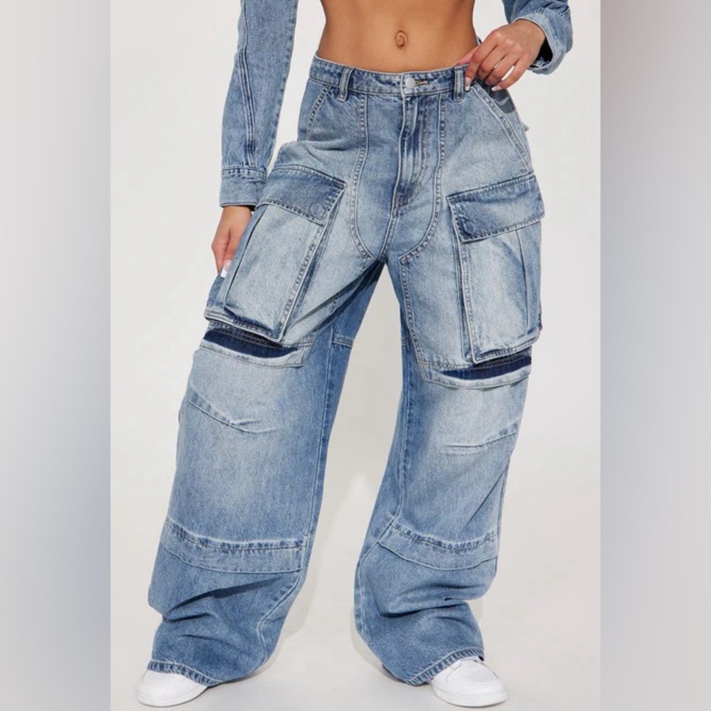 Women's Blue Cargo Jeans